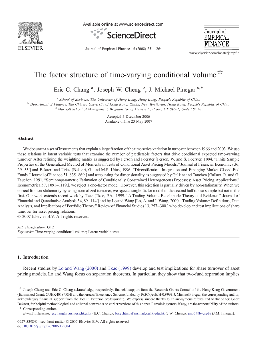 The factor structure of time-varying conditional volume 