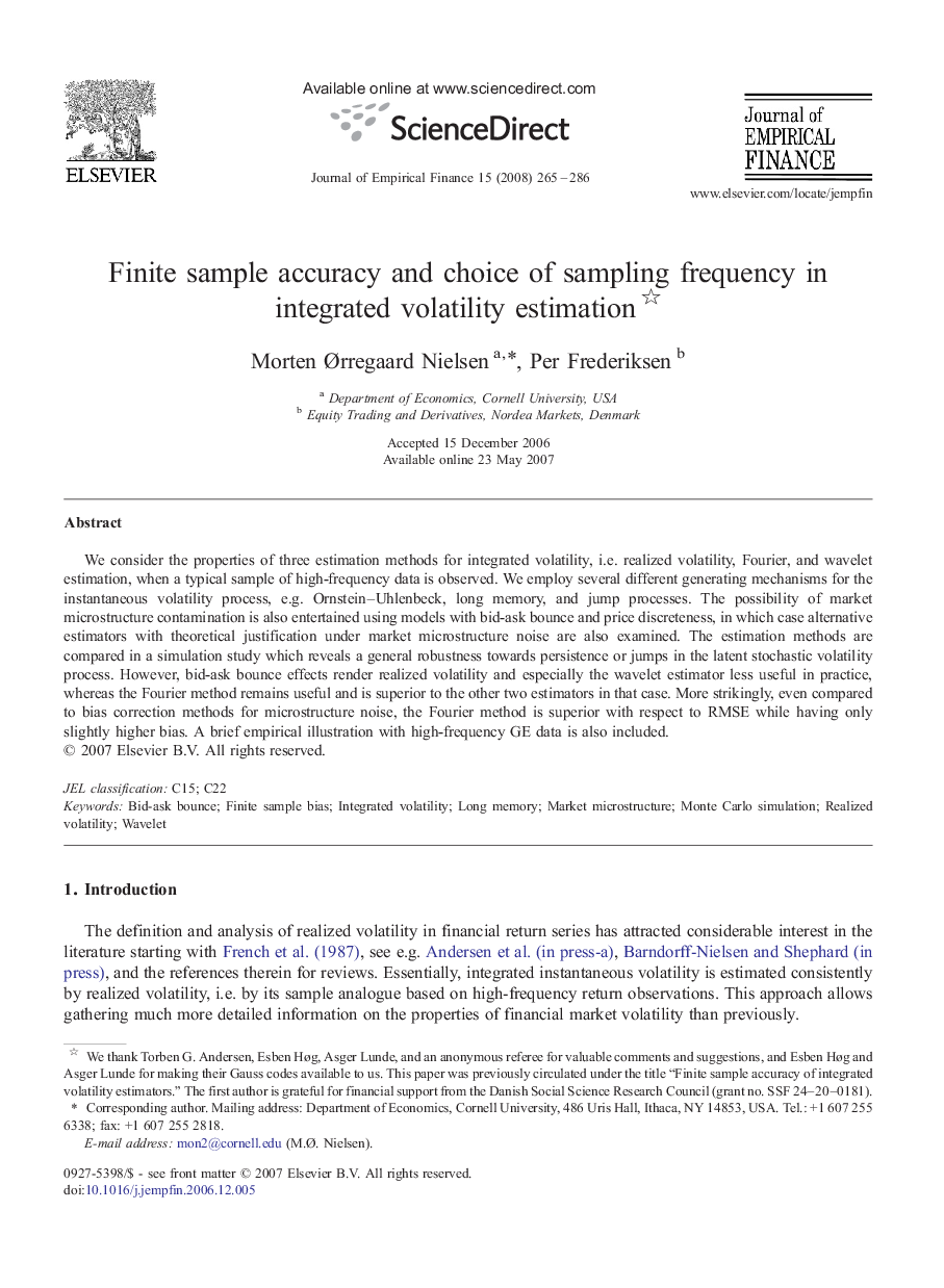 Finite sample accuracy and choice of sampling frequency in integrated volatility estimation 