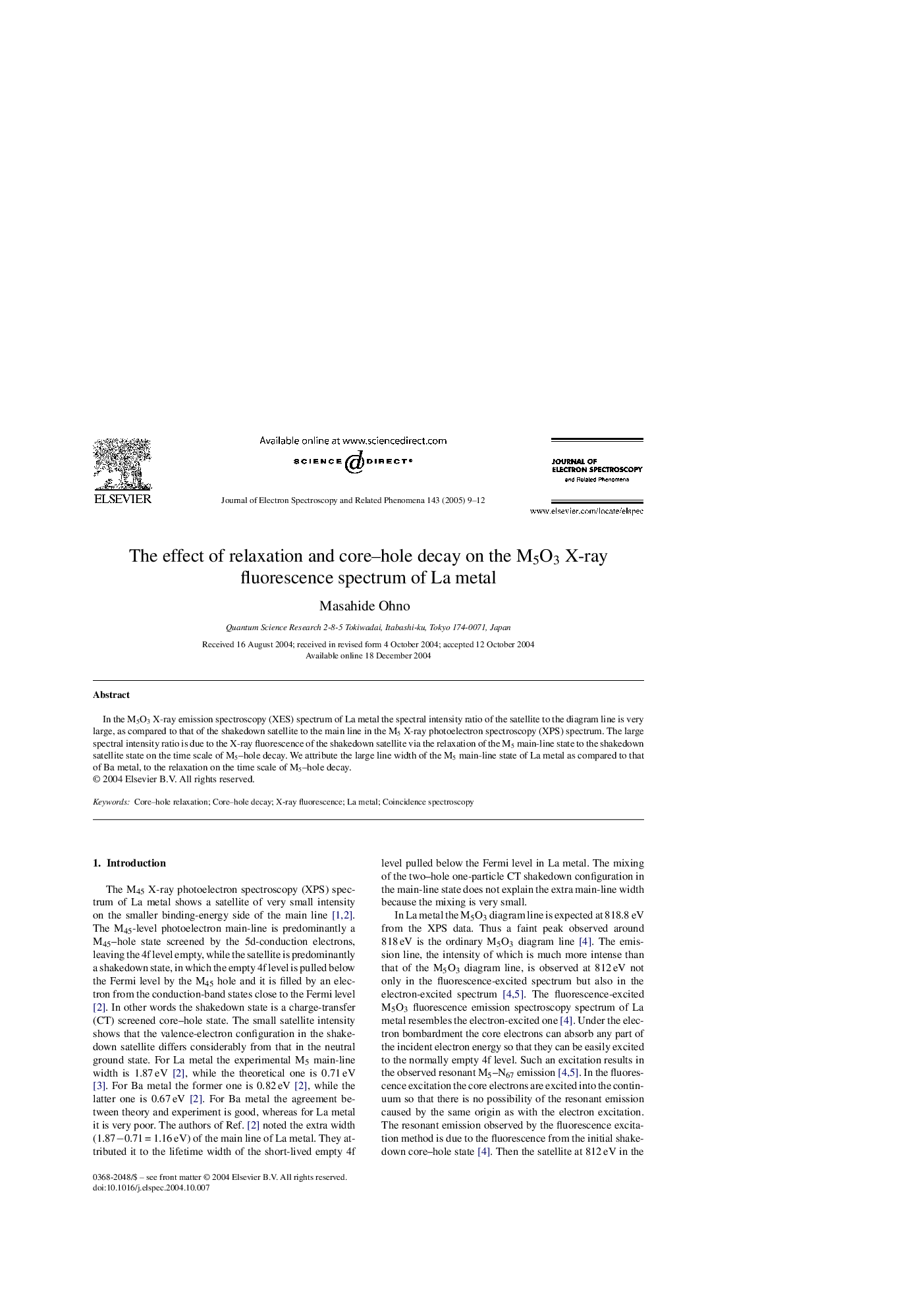 The effect of relaxation and core-hole decay on the M5O3 X-ray fluorescence spectrum of La metal