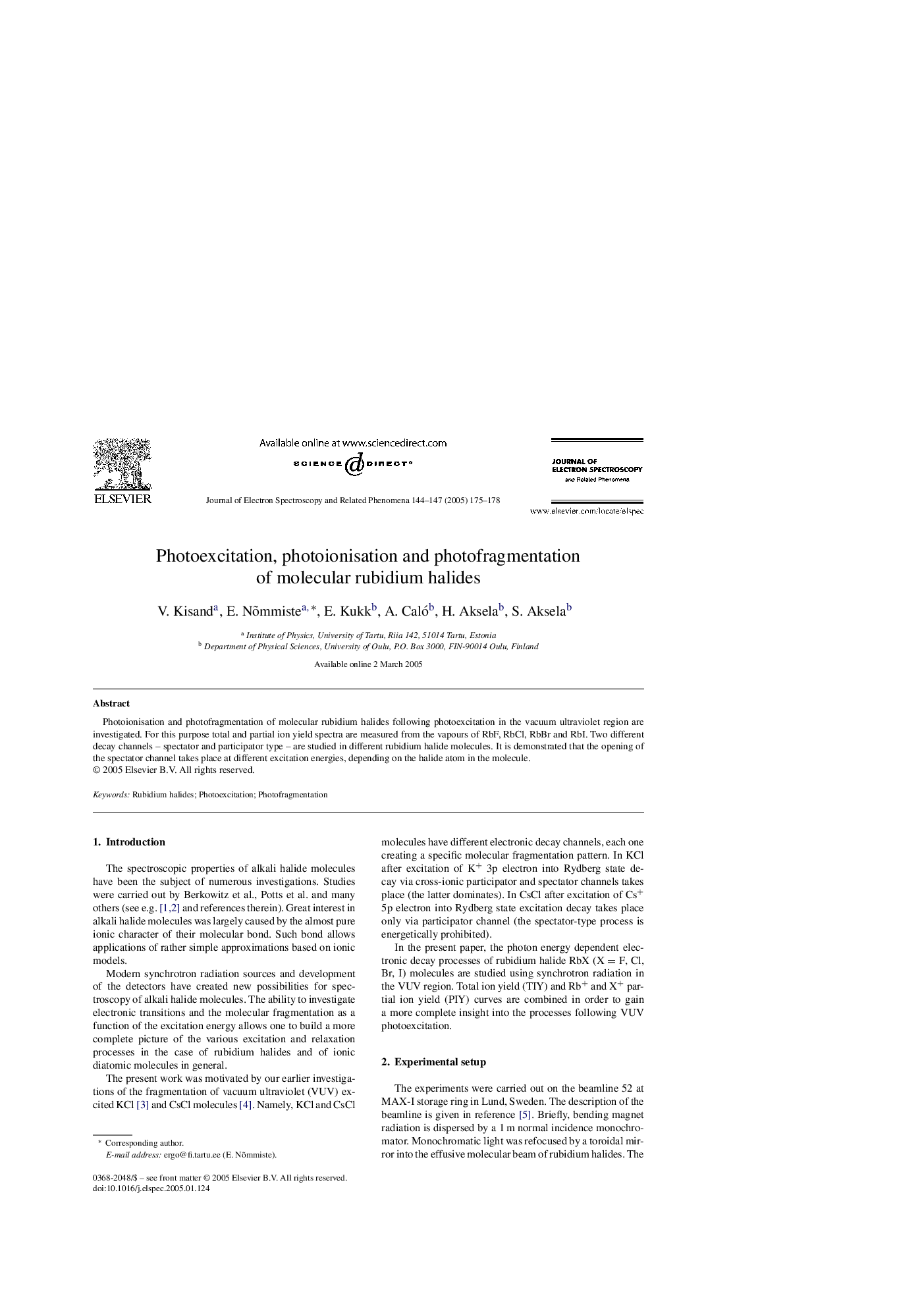 Photoexcitation, photoionisation and photofragmentation of molecular rubidium halides