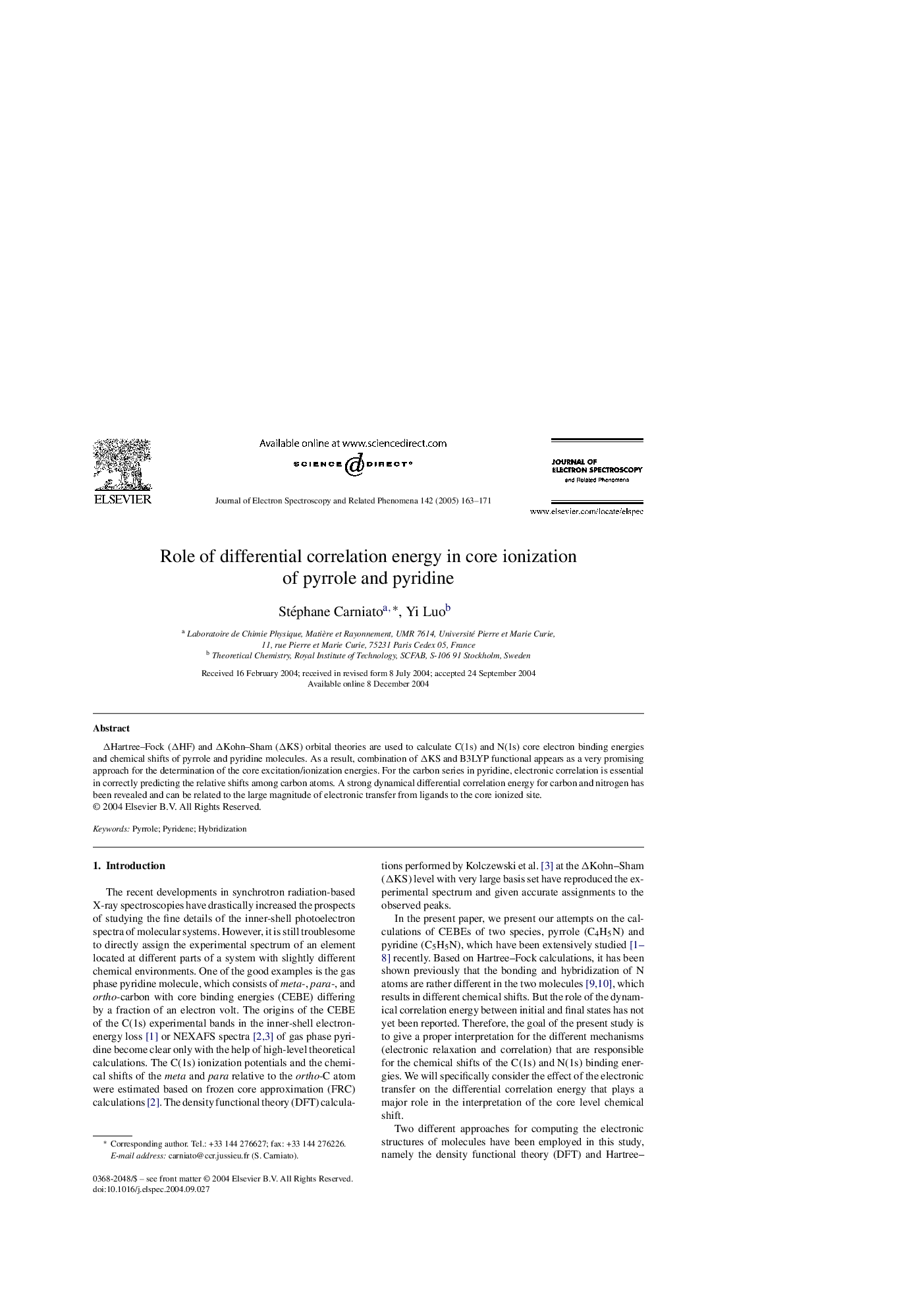 Role of differential correlation energy in core ionization of pyrrole and pyridine