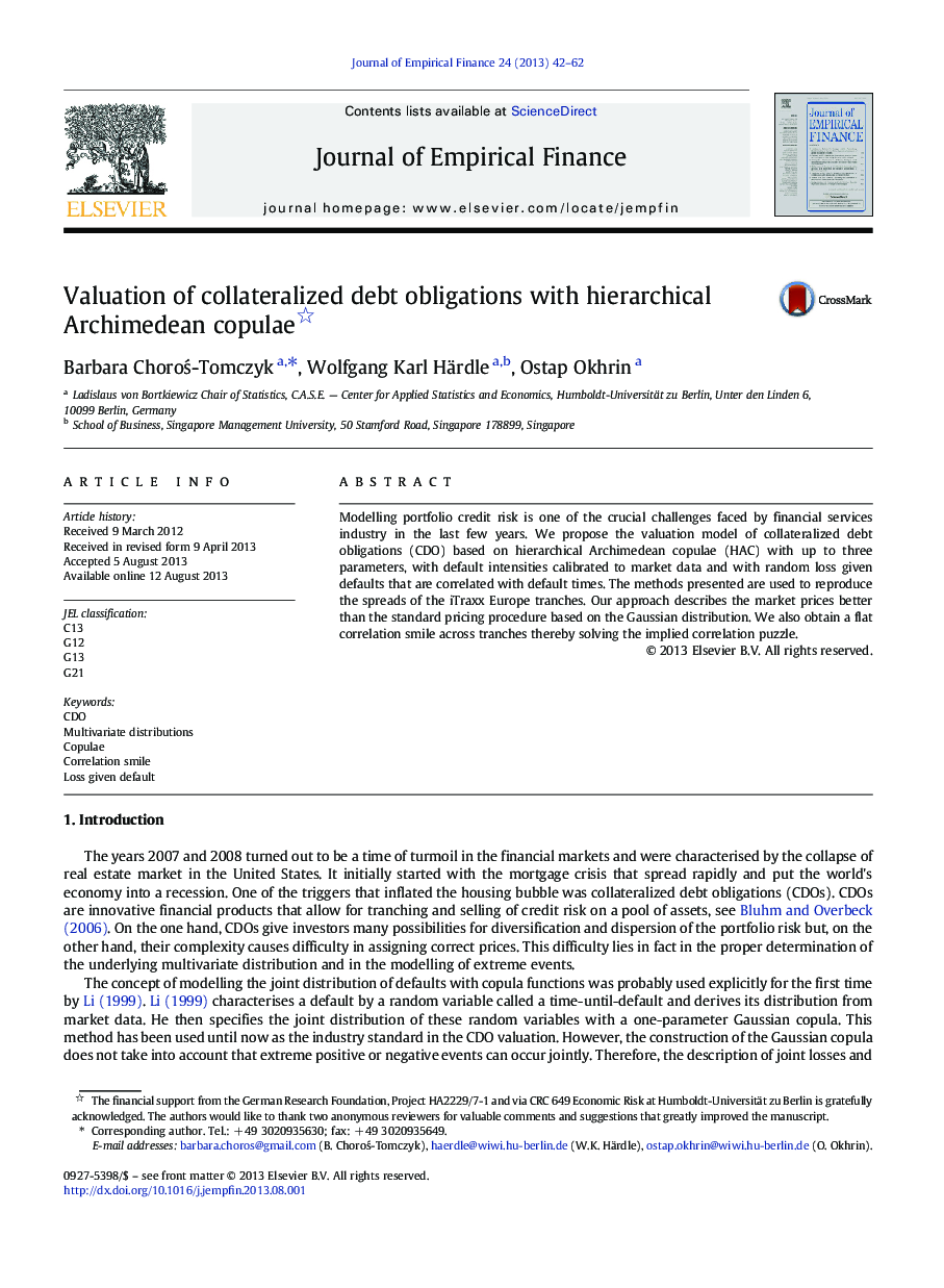 Valuation of collateralized debt obligations with hierarchical Archimedean copulae 