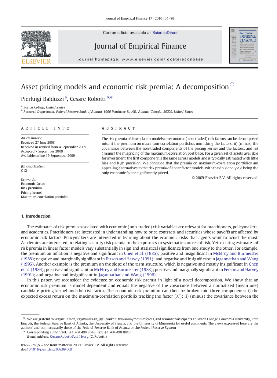 Asset pricing models and economic risk premia: A decomposition 