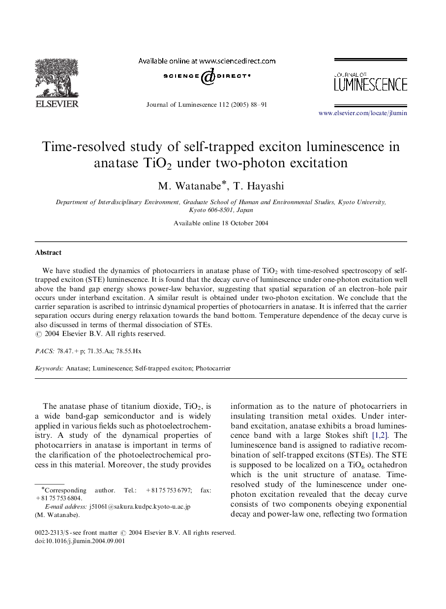 Time-resolved study of self-trapped exciton luminescence in anatase TiO2 under two-photon excitation