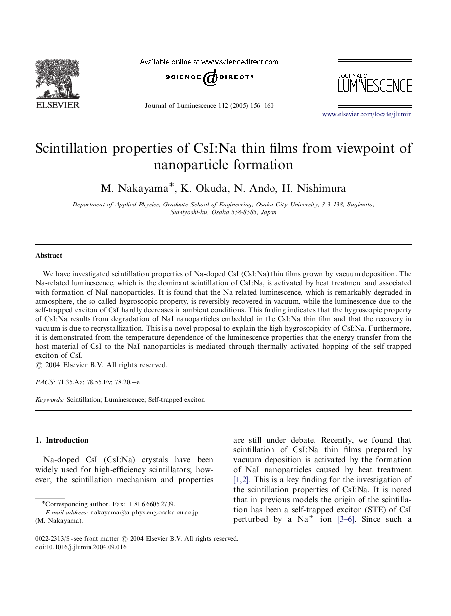 Scintillation properties of CsI:Na thin films from viewpoint of nanoparticle formation