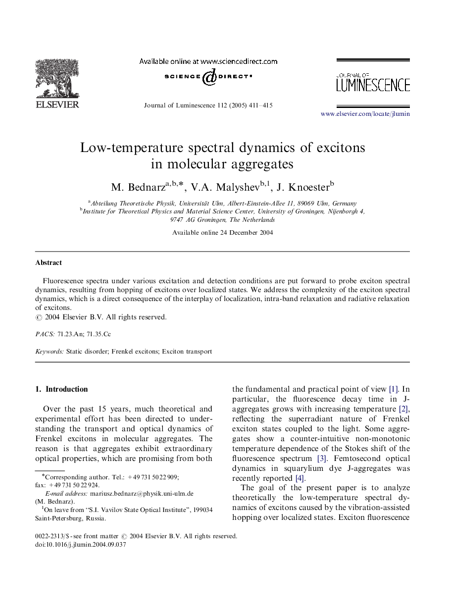 Low-temperature spectral dynamics of excitons in molecular aggregates