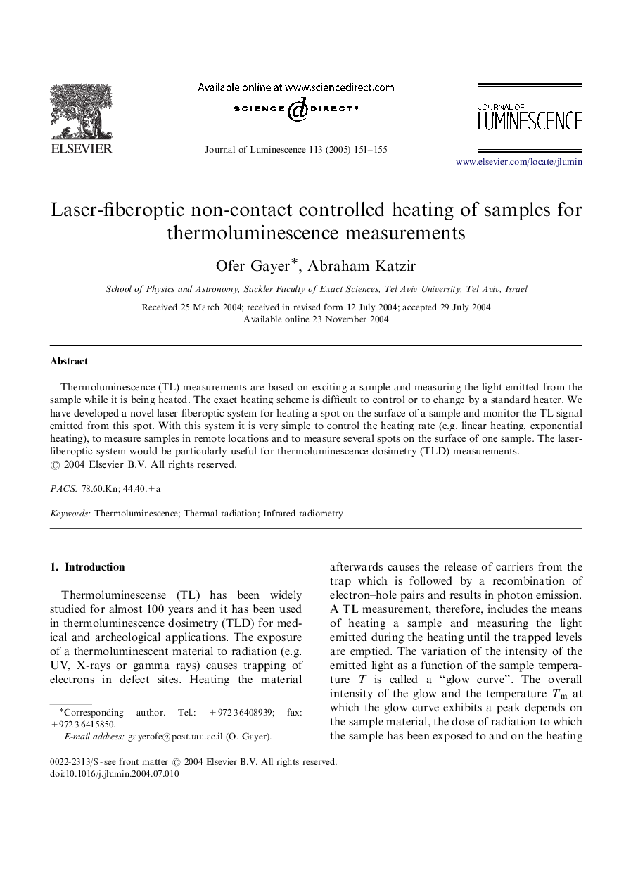 Laser-fiberoptic non-contact controlled heating of samples for thermoluminescence measurements