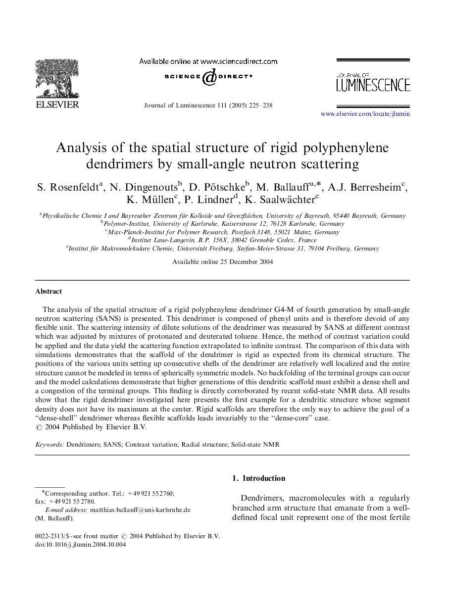 Analysis of the spatial structure of rigid polyphenylene dendrimers by small-angle neutron scattering