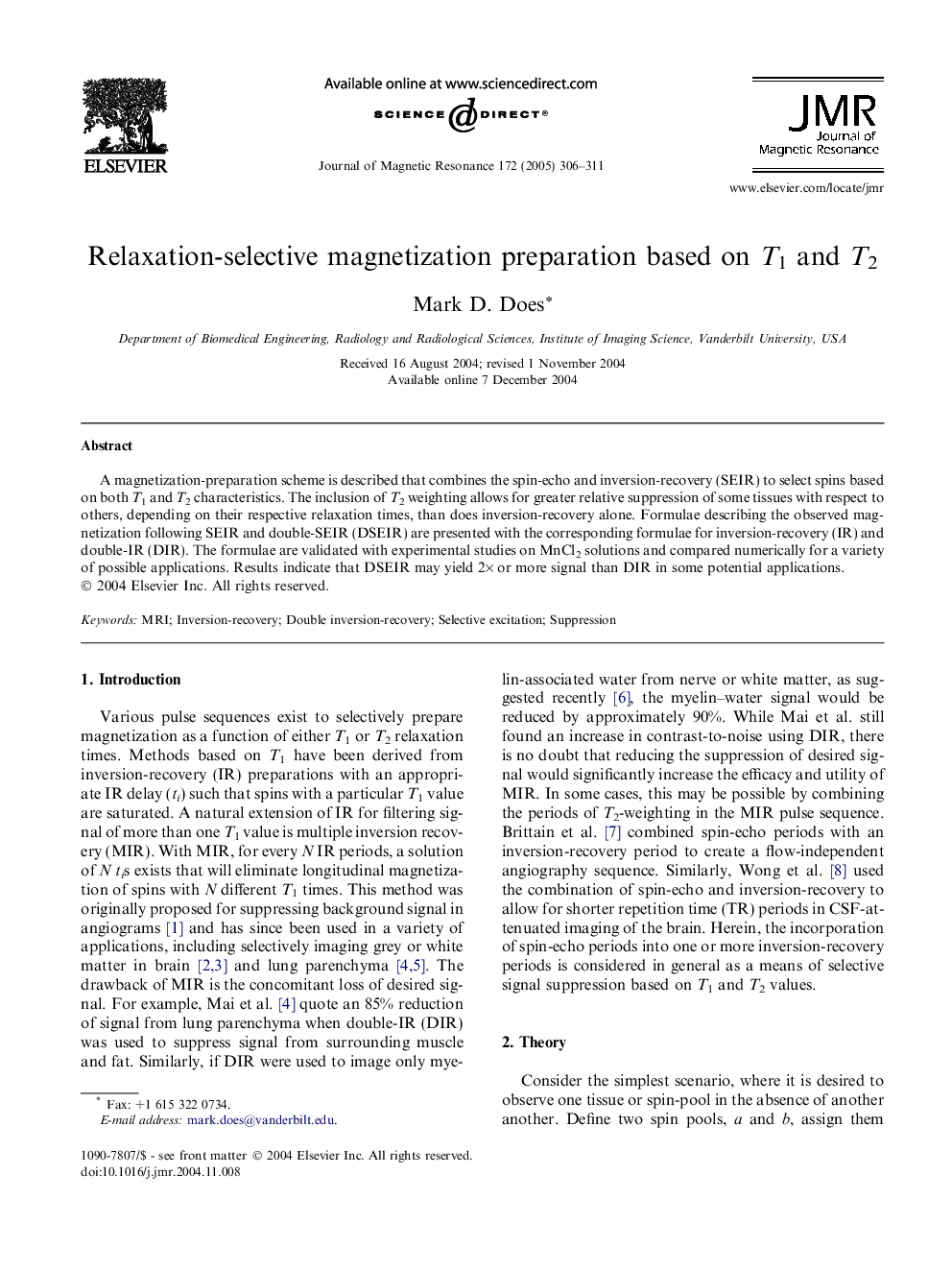 Relaxation-selective magnetization preparation based on T1 and T2