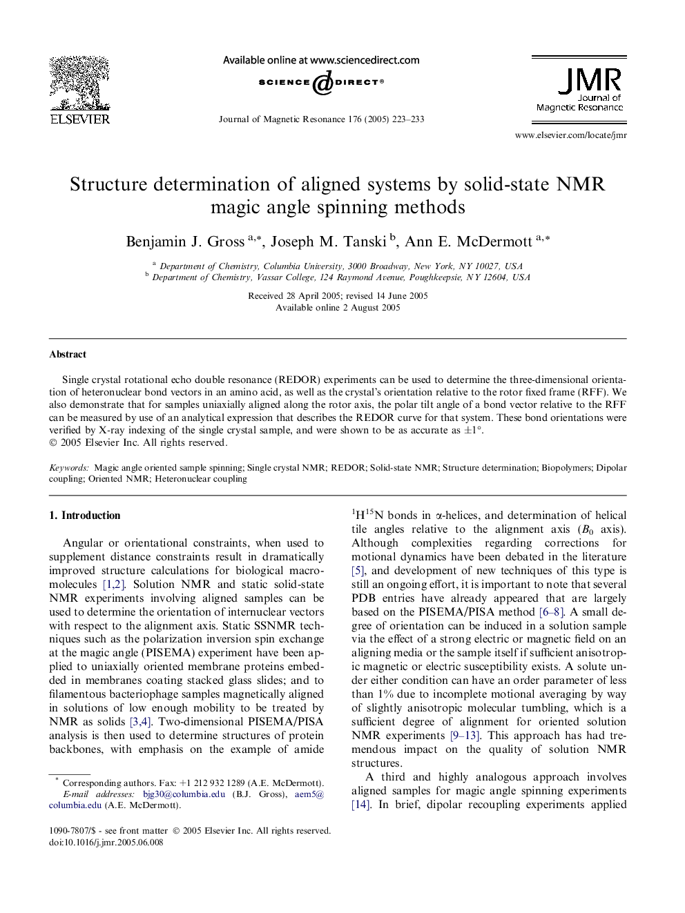 Structure determination of aligned systems by solid-state NMR magic angle spinning methods