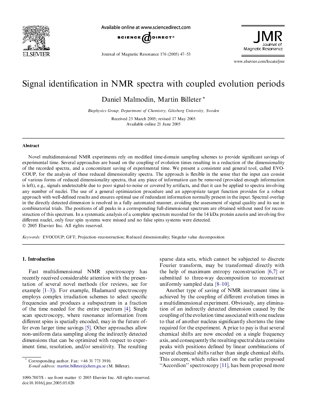 Signal identification in NMR spectra with coupled evolution periods