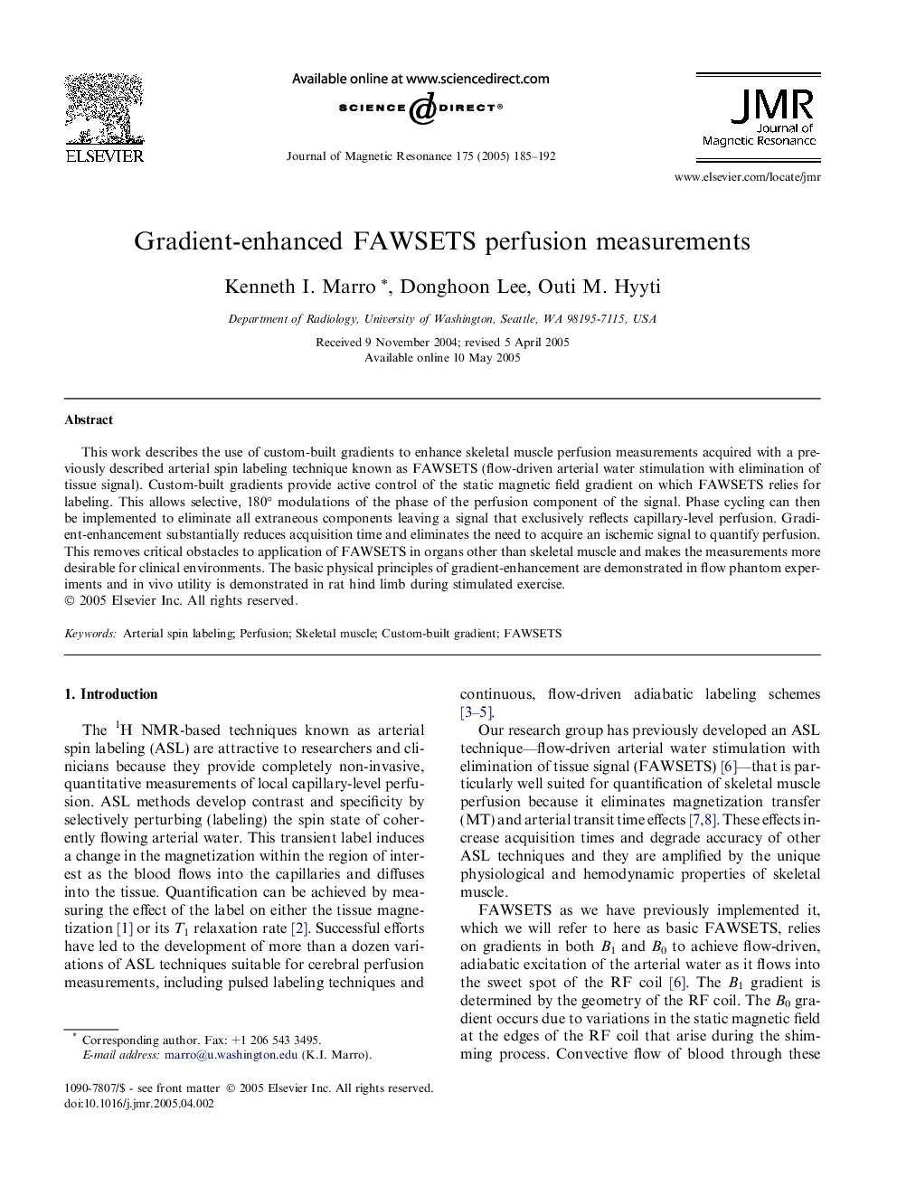 Gradient-enhanced FAWSETS perfusion measurements