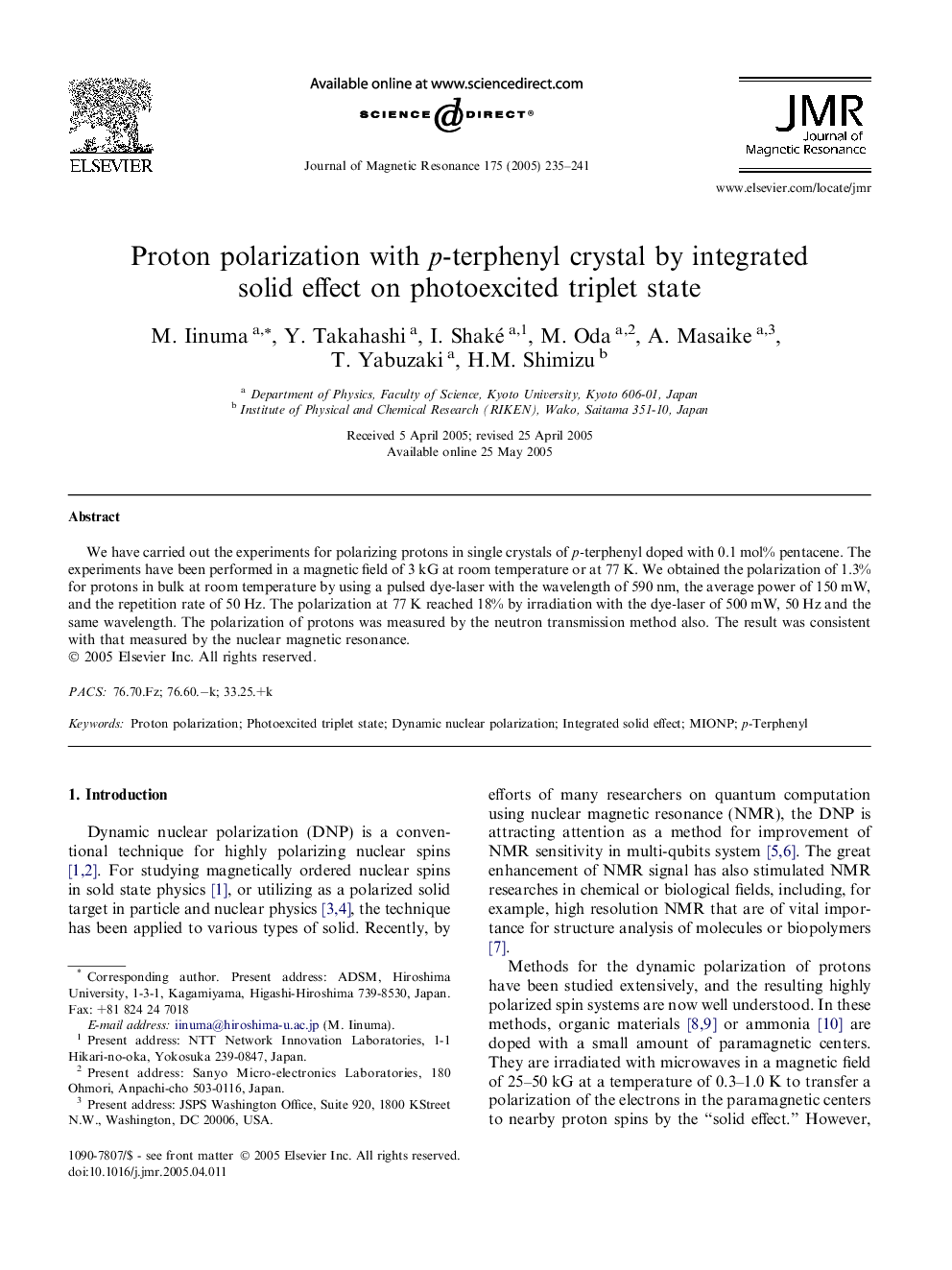 Proton polarization with p-terphenyl crystal by integrated solid effect on photoexcited triplet state