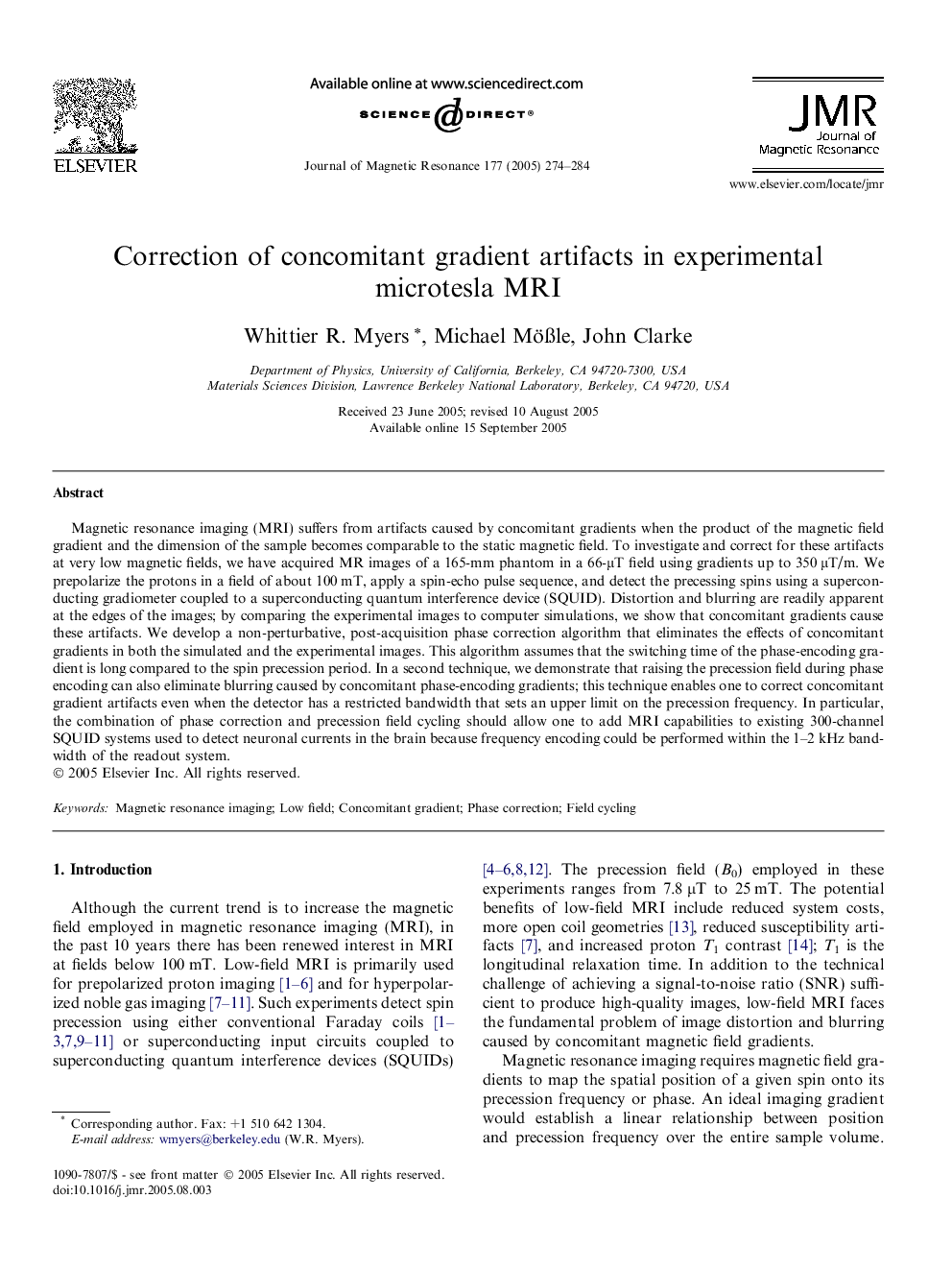 Correction of concomitant gradient artifacts in experimental microtesla MRI