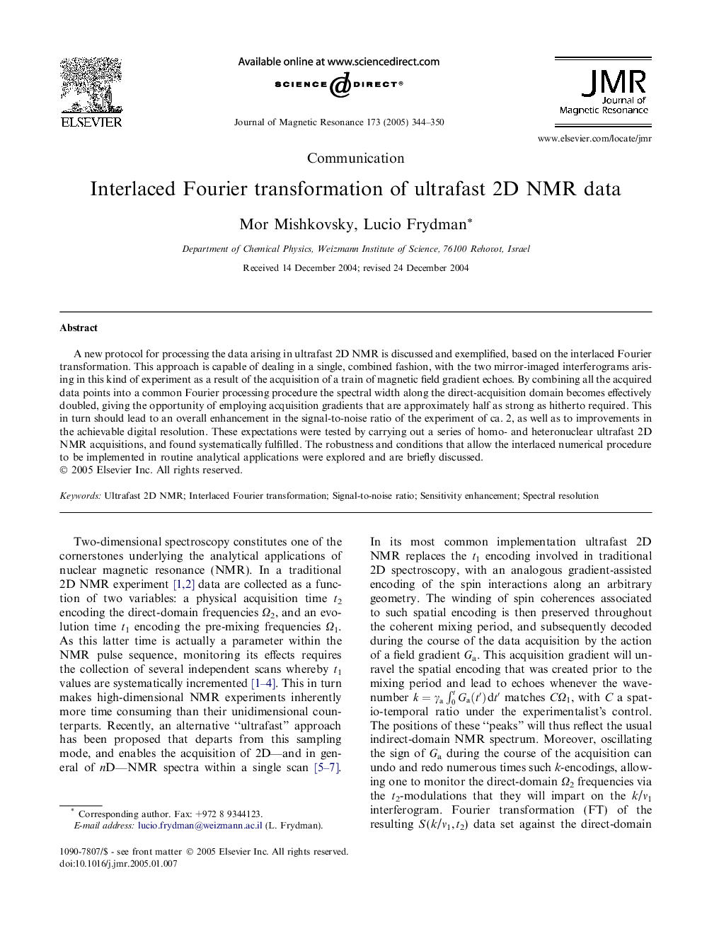 Interlaced Fourier transformation of ultrafast 2D NMR data