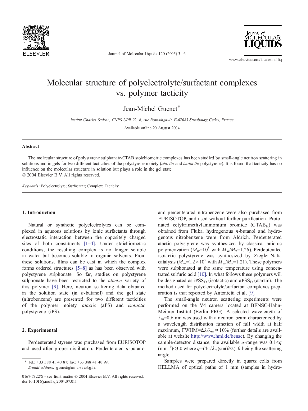 Molecular structure of polyelectrolyte/surfactant complexes vs. polymer tacticity