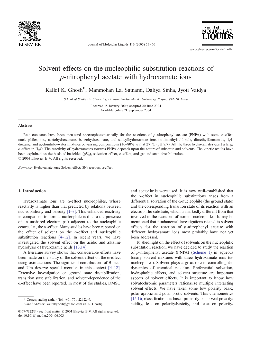 Solvent effects on the nucleophilic substitution reactions of p-nitrophenyl acetate with hydroxamate ions