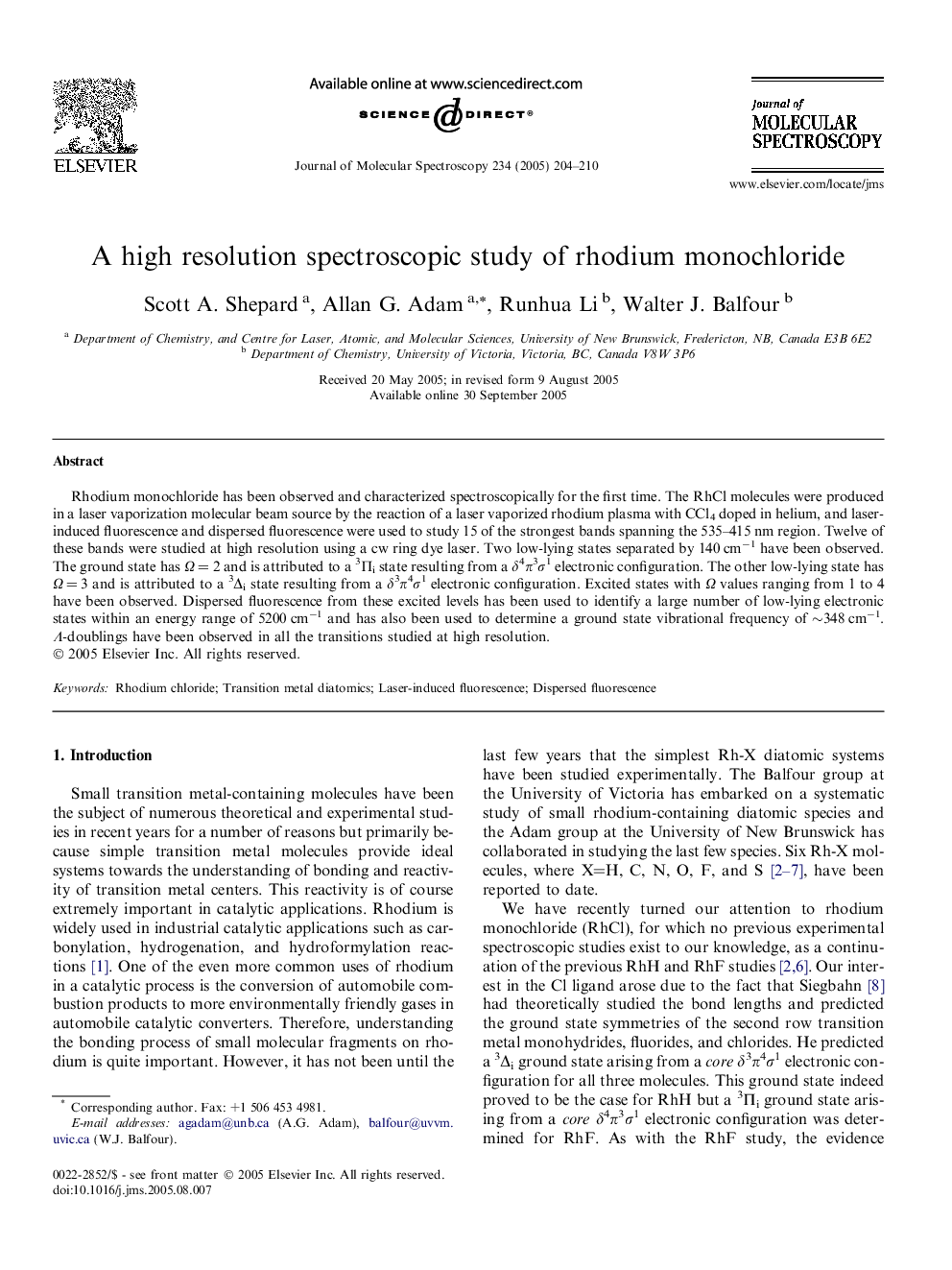 A high resolution spectroscopic study of rhodium monochloride