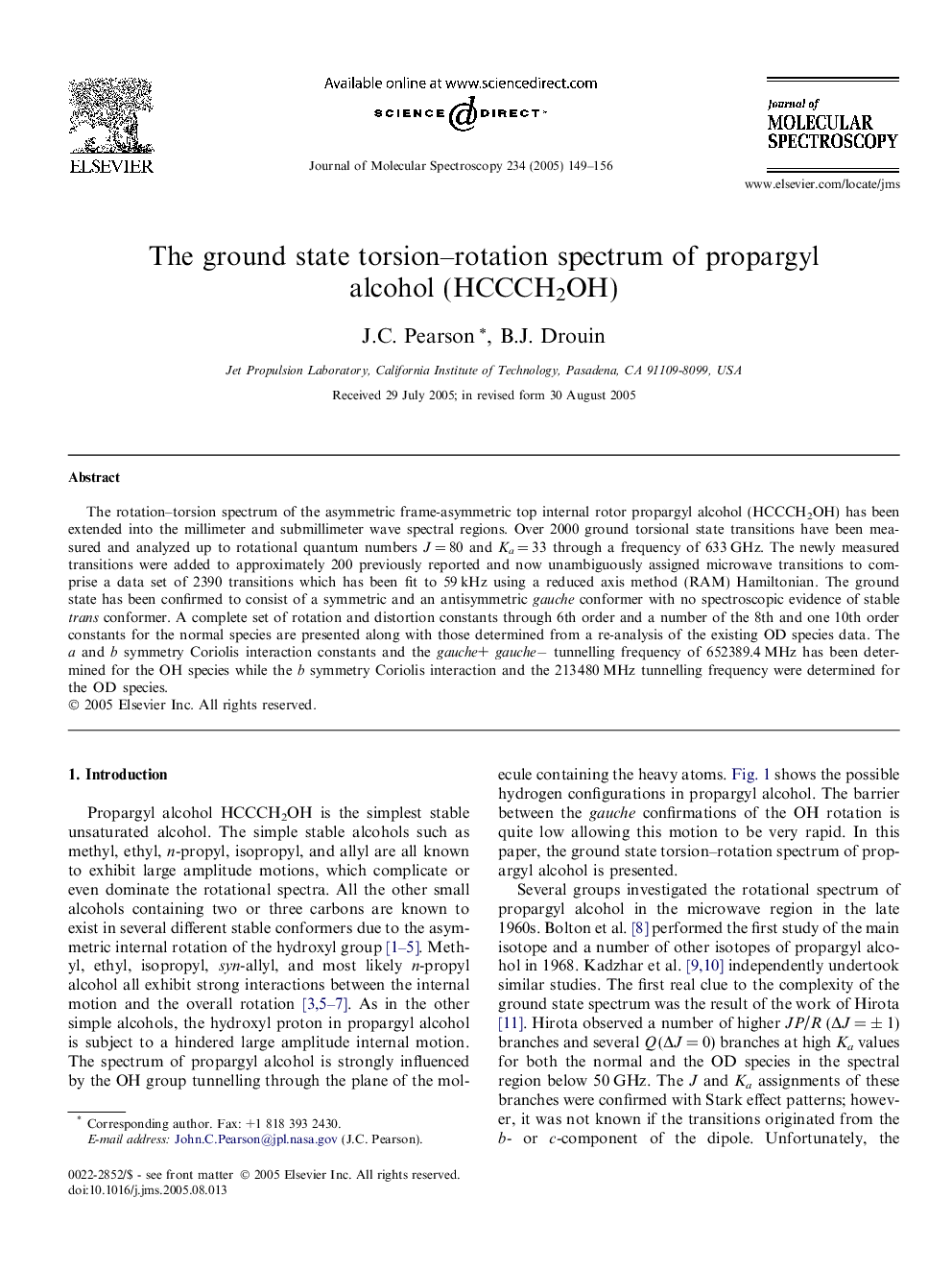 The ground state torsion-rotation spectrum of propargyl alcohol (HCCCH2OH)
