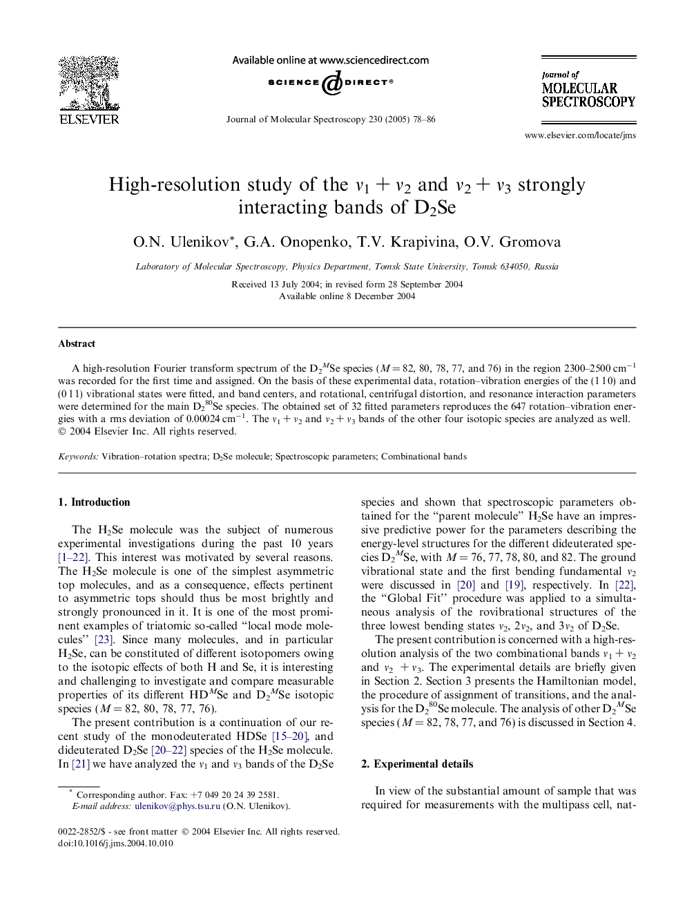 High-resolution study of the Î½1Â +Â Î½2 and Î½2Â +Â Î½3 strongly interacting bands of D2Se