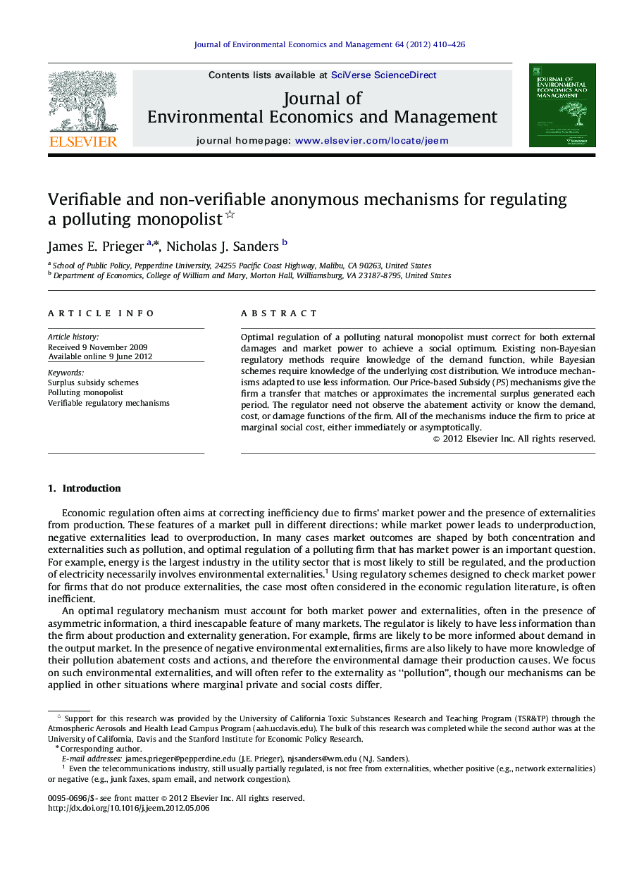 Verifiable and non-verifiable anonymous mechanisms for regulating a polluting monopolist 