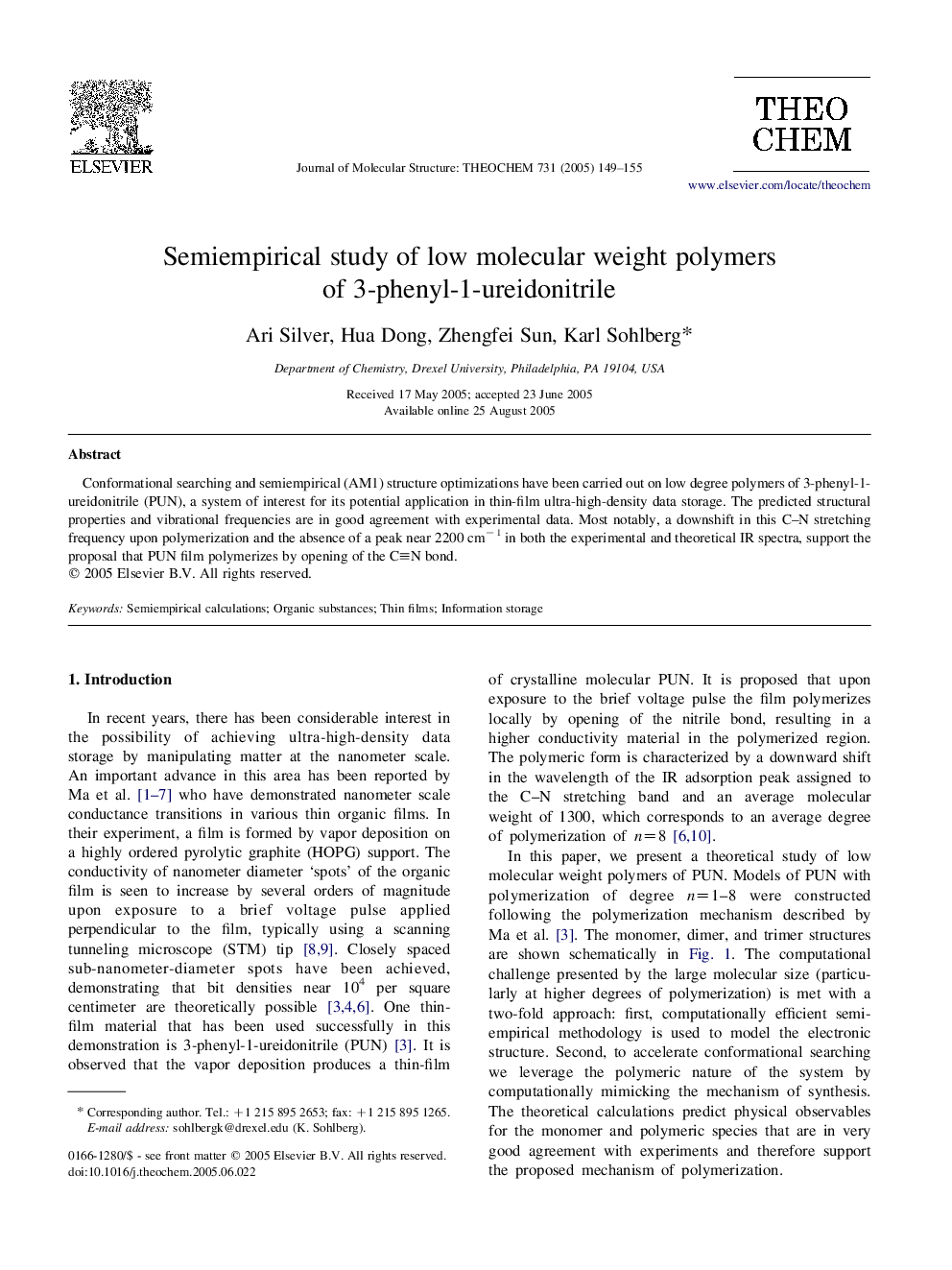 Semiempirical study of low molecular weight polymers of 3-phenyl-1-ureidonitrile