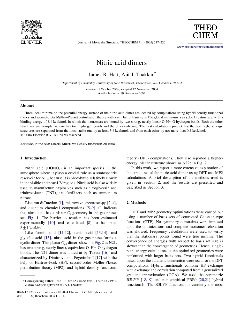 Nitric acid dimers