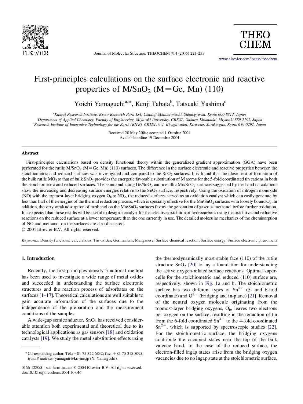 First-principles calculations on the surface electronic and reactive properties of M/SnO2 (M=Ge, Mn) (110)