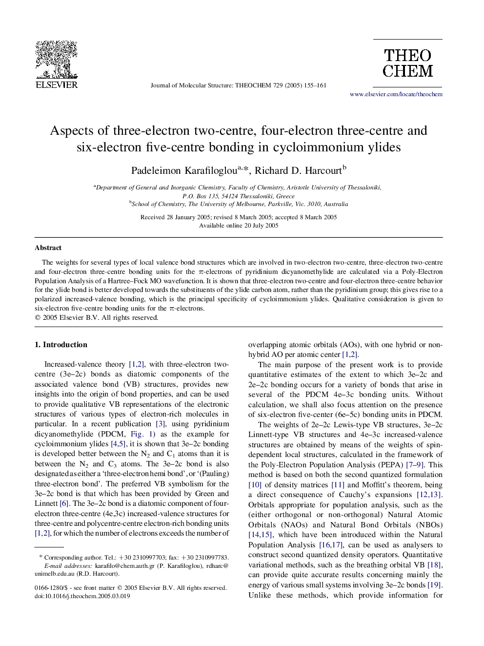 Aspects of three-electron two-centre, four-electron three-centre and six-electron five-centre bonding in cycloimmonium ylides