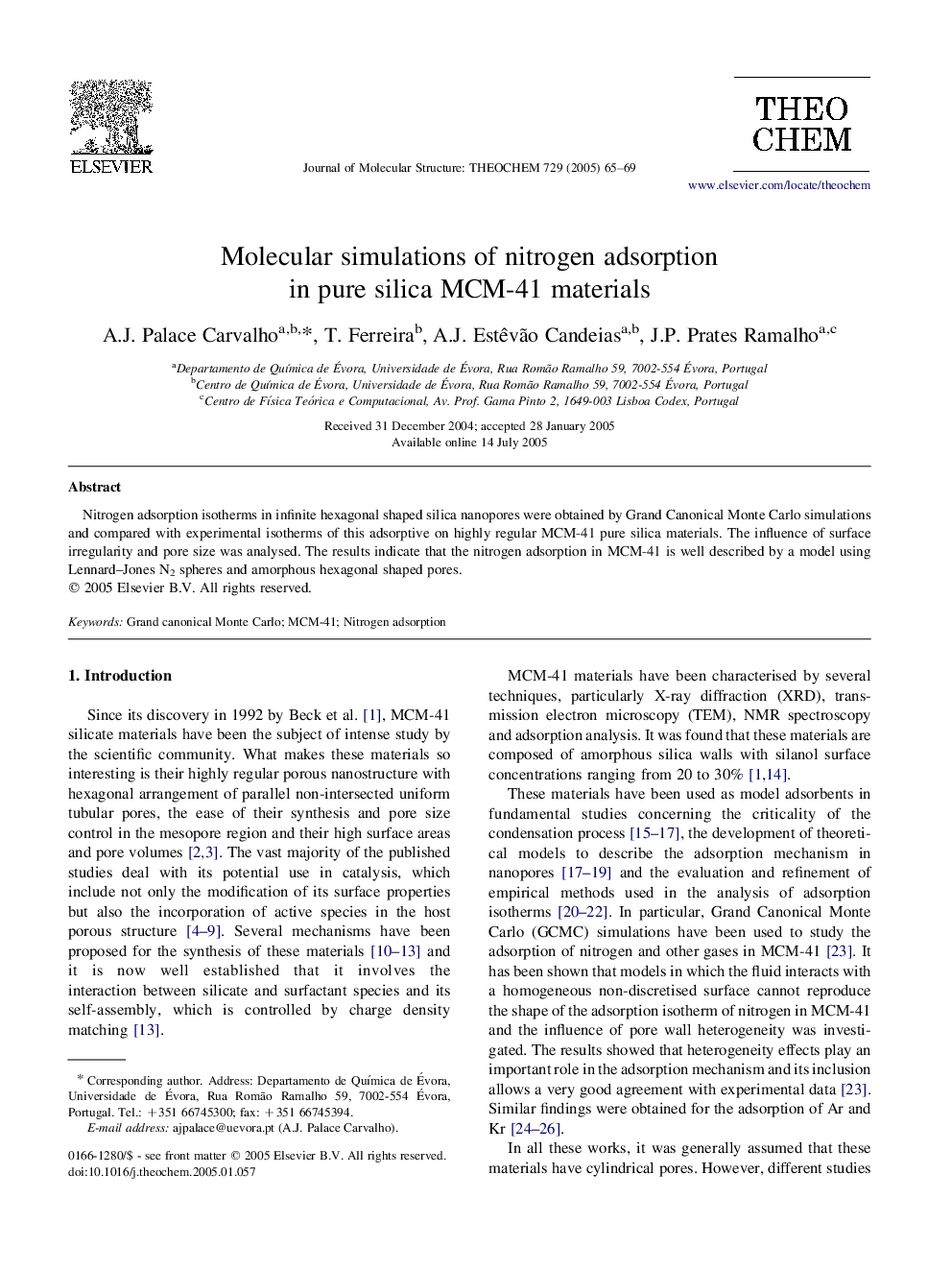 Molecular simulations of nitrogen adsorption in pure silica MCM-41 materials