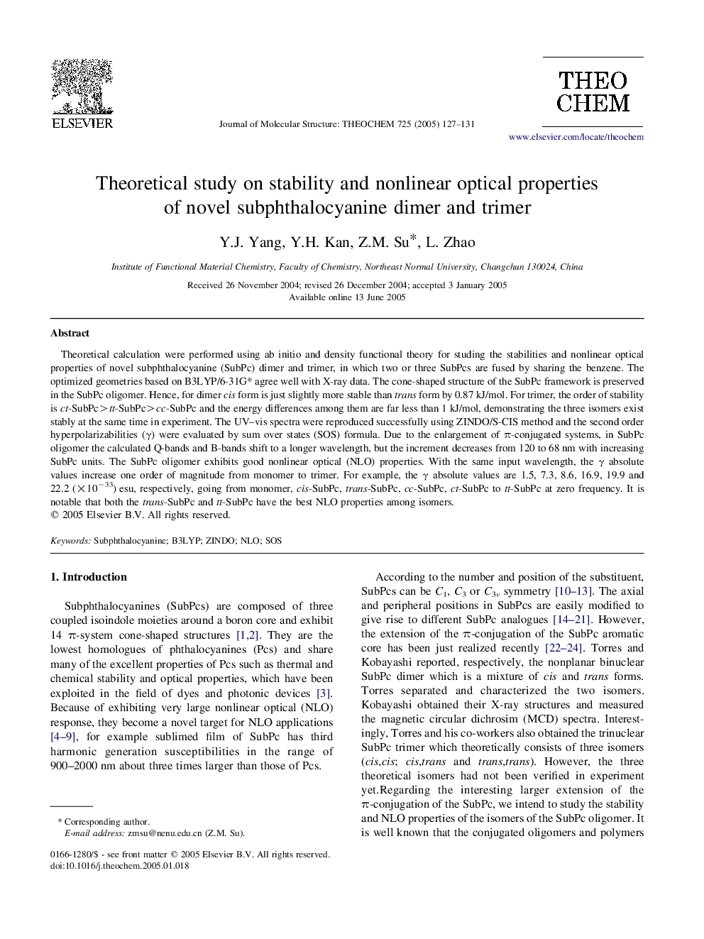 Theoretical study on stability and nonlinear optical properties of novel subphthalocyanine dimer and trimer