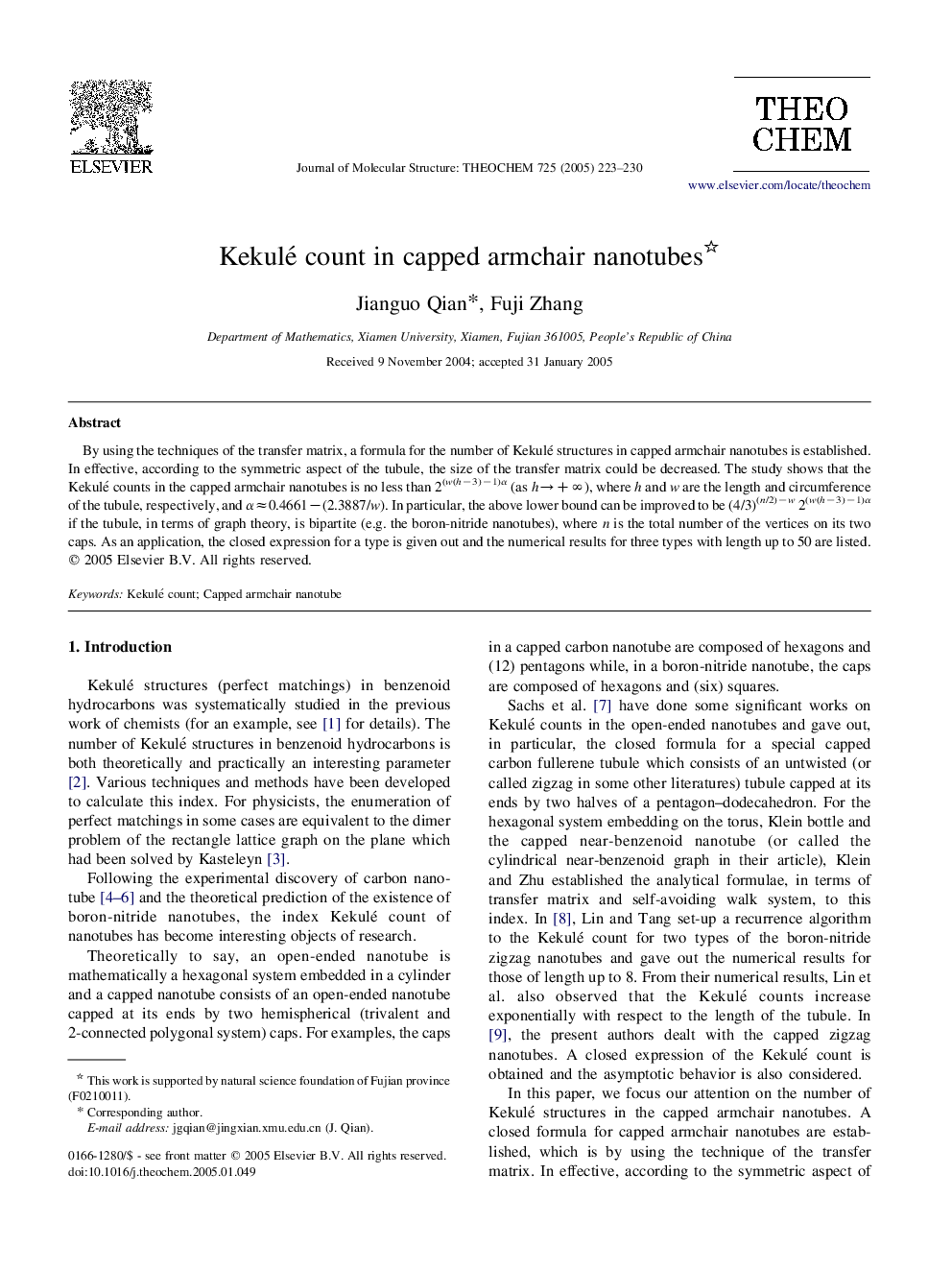 Kekulé count in capped armchair nanotubes