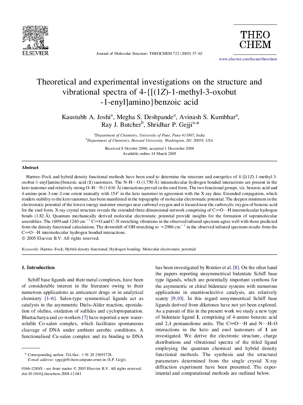 Theoretical and experimental investigations on the structure and vibrational spectra of 4-{[(1Z)-1-methyl-3-oxobut-1-enyl]amino}benzoic acid