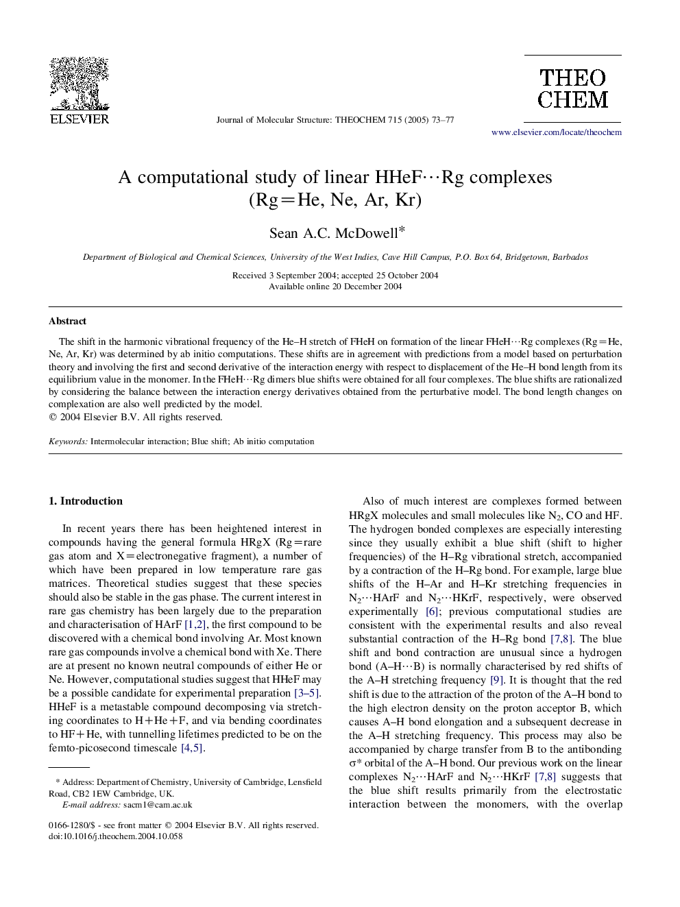 A computational study of linear HHeFâ¯Rg complexes (Rg=He, Ne, Ar, Kr)