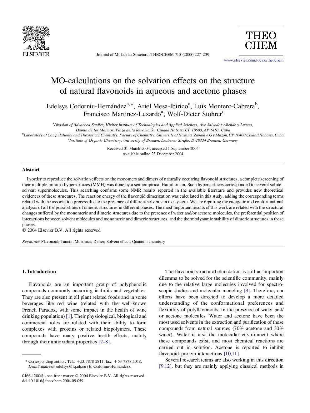 MO-calculations on the solvation effects on the structure of natural flavonoids in aqueous and acetone phases