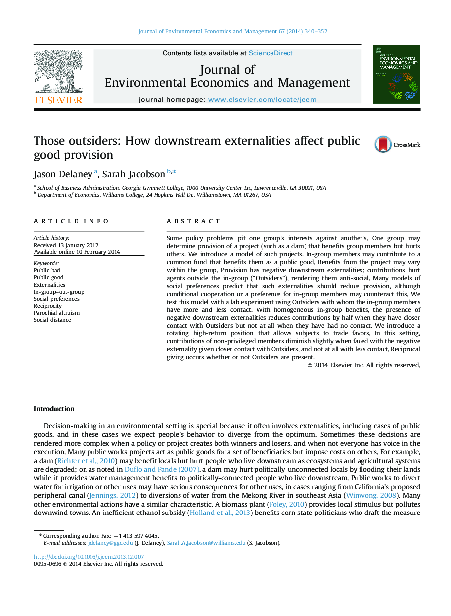 Those outsiders: How downstream externalities affect public good provision