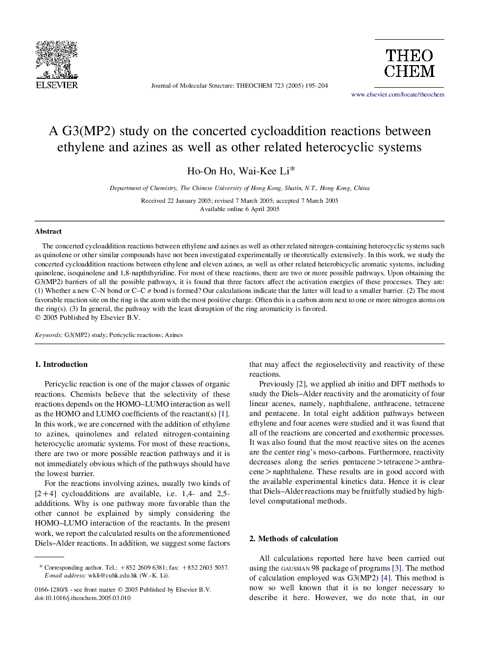 A G3(MP2) study on the concerted cycloaddition reactions between ethylene and azines as well as other related heterocyclic systems