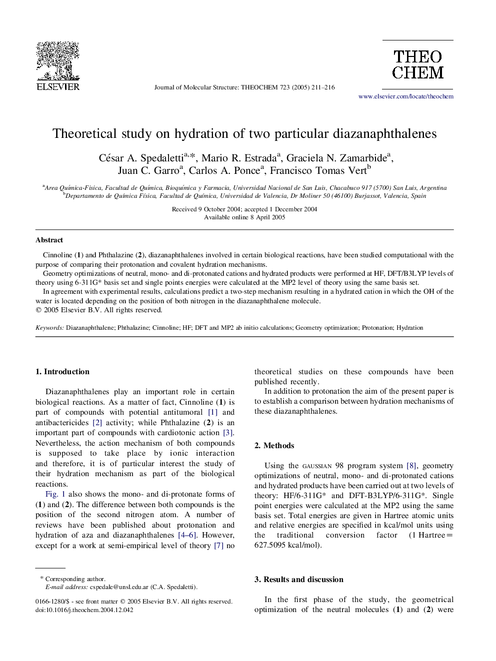 Theoretical study on hydration of two particular diazanaphthalenes