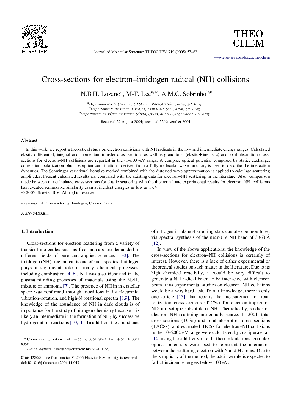 Cross-sections for electron-imidogen radical (NH) collisions