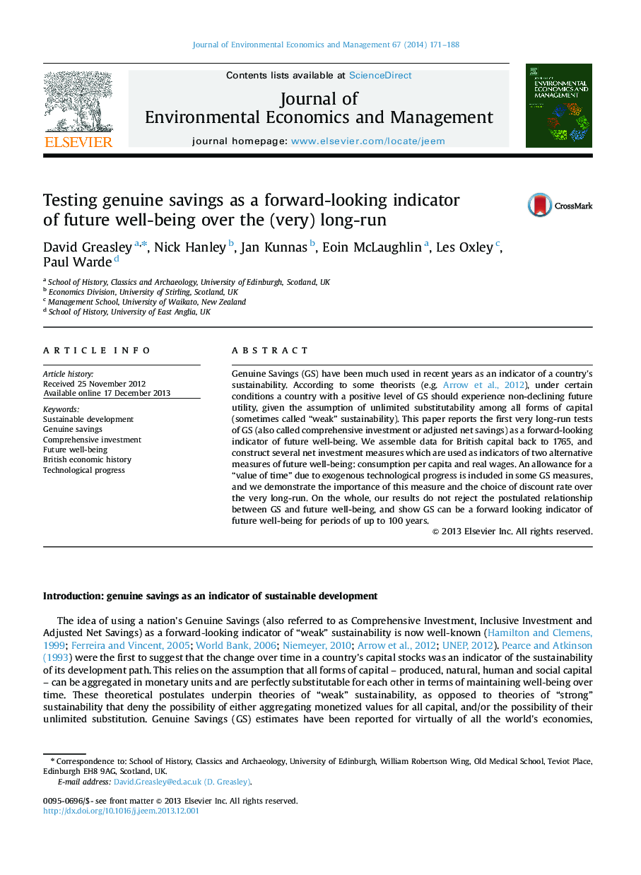 Testing genuine savings as a forward-looking indicator of future well-being over the (very) long-run