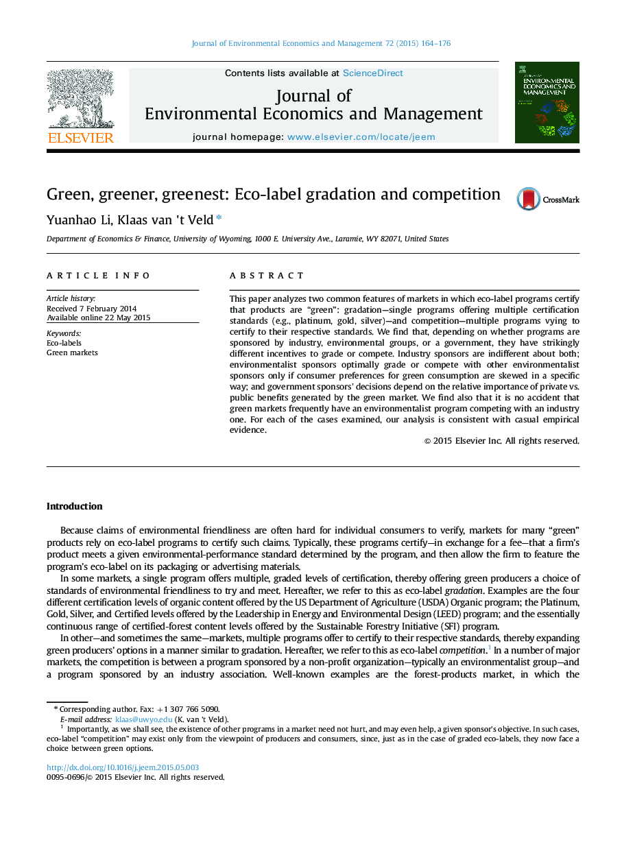 Green, greener, greenest: Eco-label gradation and competition