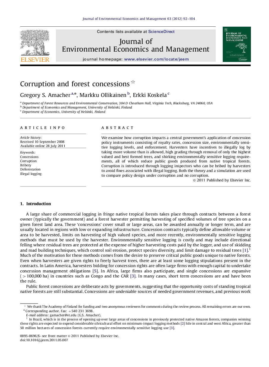 Corruption and forest concessions 