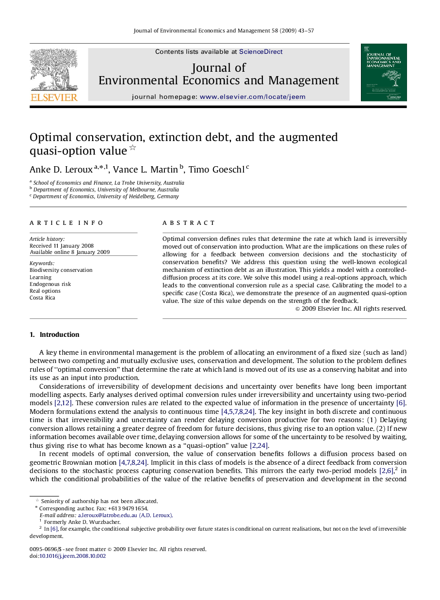 Optimal conservation, extinction debt, and the augmented quasi-option value 