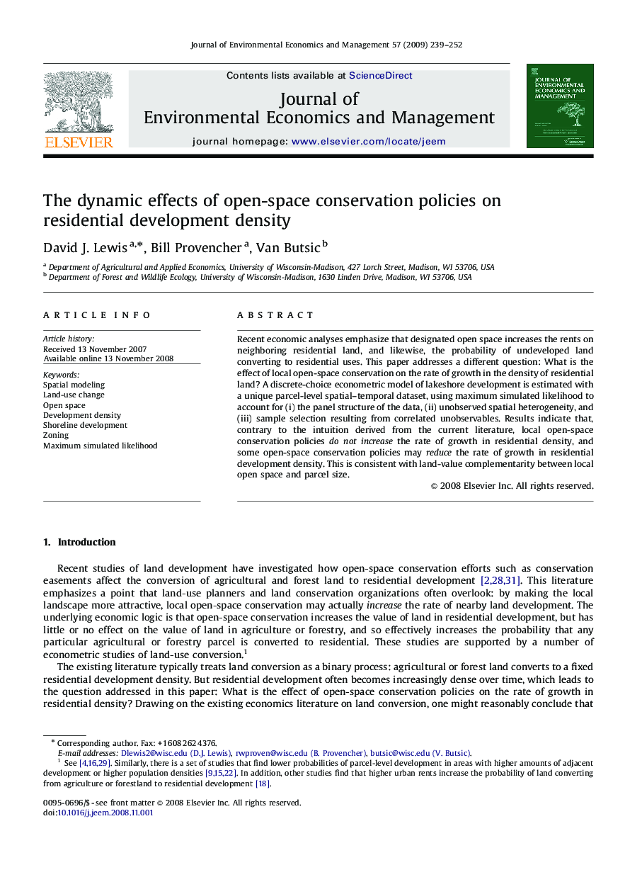 The dynamic effects of open-space conservation policies on residential development density