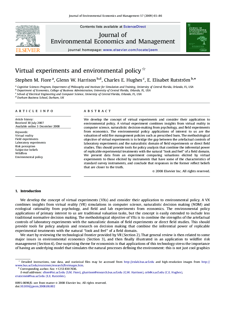 Virtual experiments and environmental policy 