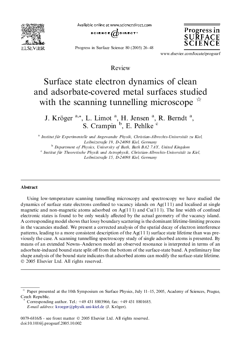 Surface state electron dynamics of clean and adsorbate-covered metal surfaces studied with the scanning tunnelling microscope