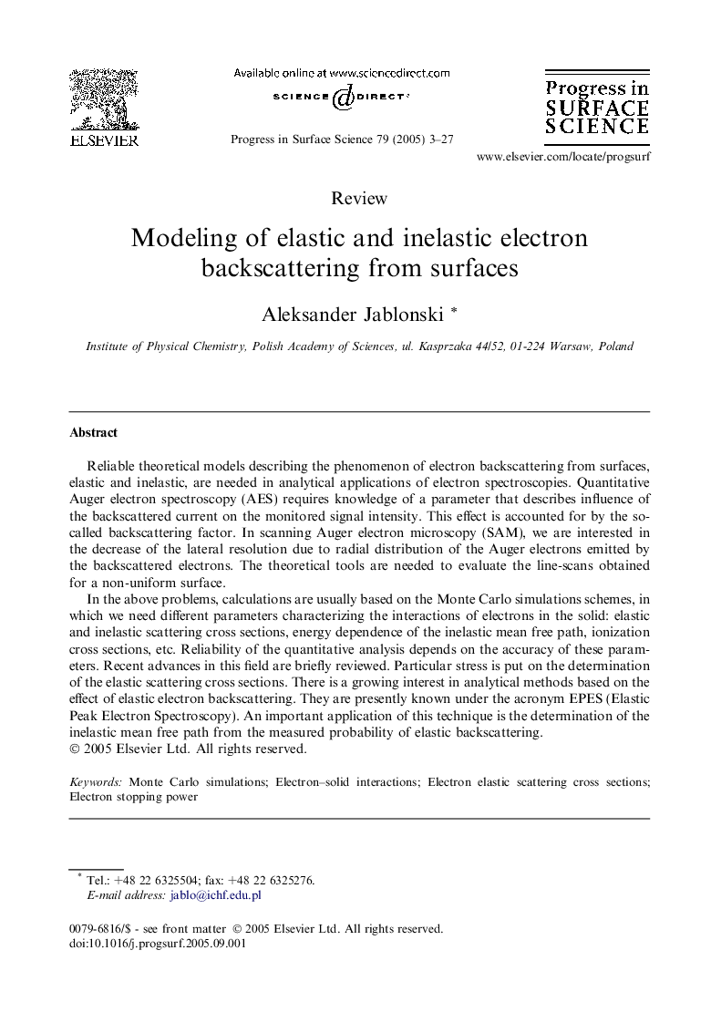 Modeling of elastic and inelastic electron backscattering from surfaces