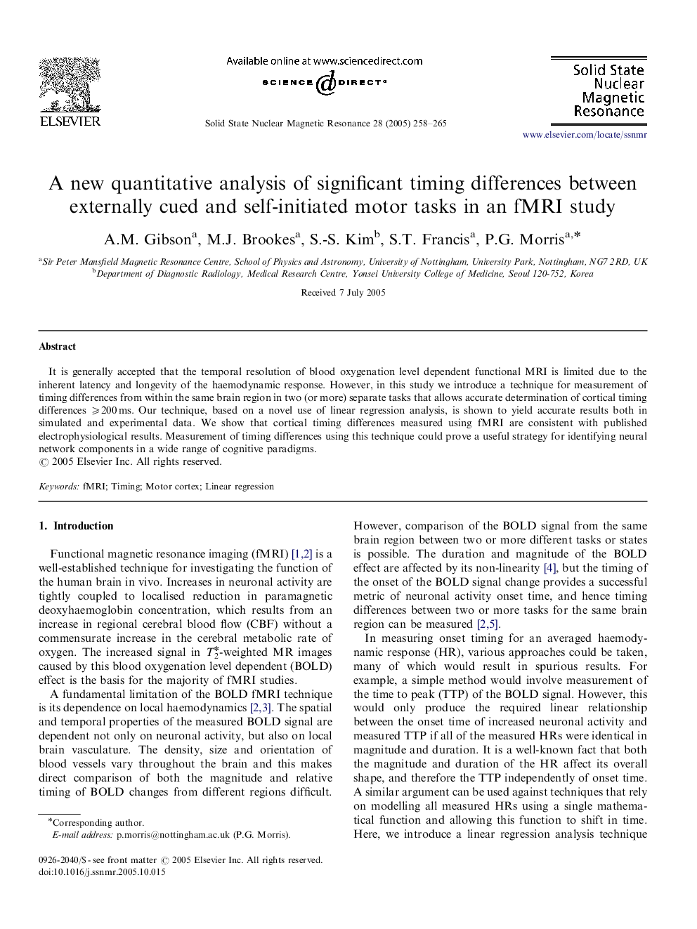 A new quantitative analysis of significant timing differences between externally cued and self-initiated motor tasks in an fMRI study