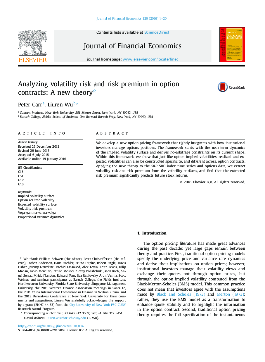 Analyzing volatility risk and risk premium in option contracts: A new theory 