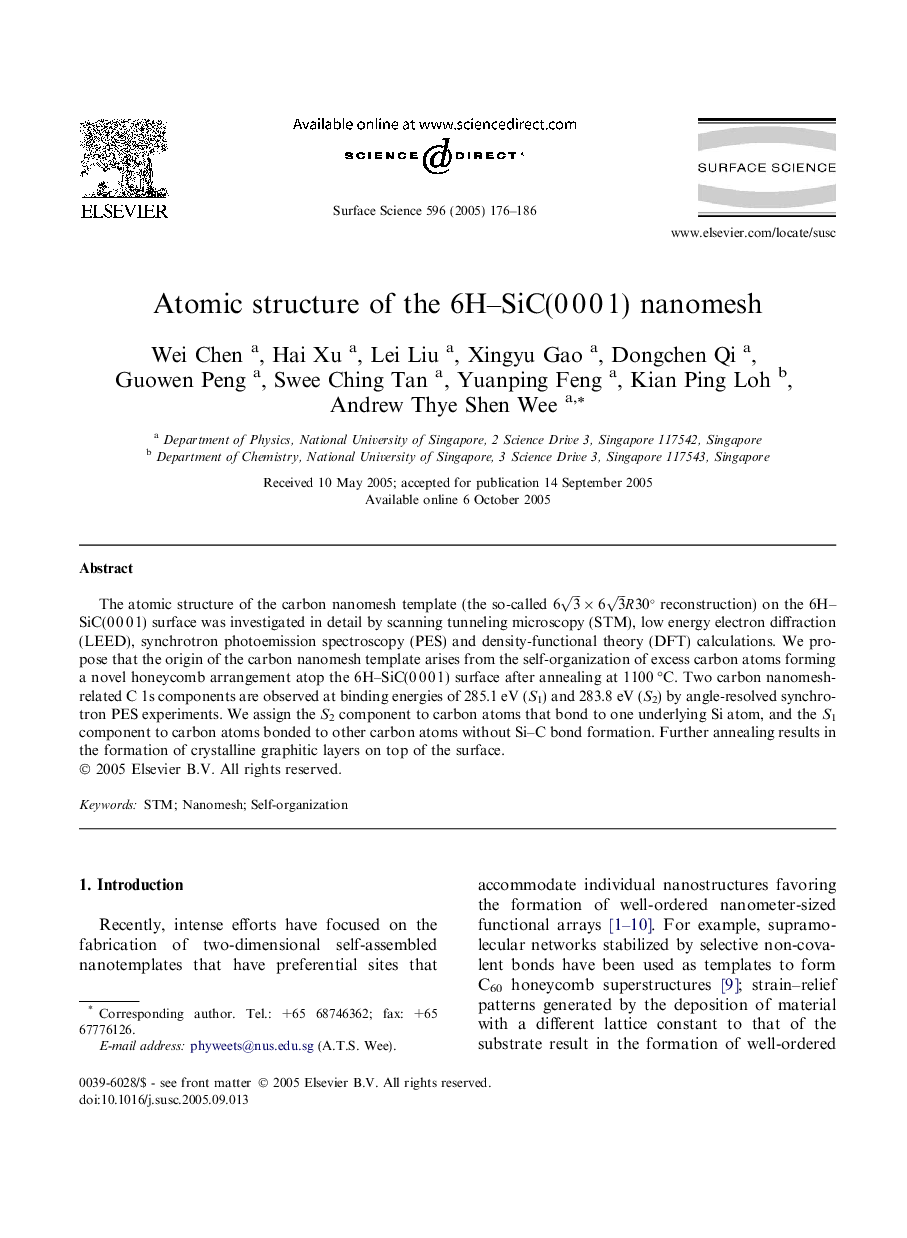 Atomic structure of the 6H-SiC(0Â 0Â 0Â 1) nanomesh